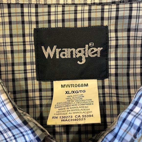 Wrangler Mens XL Blue Plaid Western Button Down Shirt NWOT - Picture 2 of 5